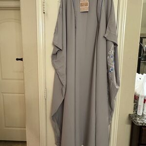 Gray Kaftan with Blue Accents